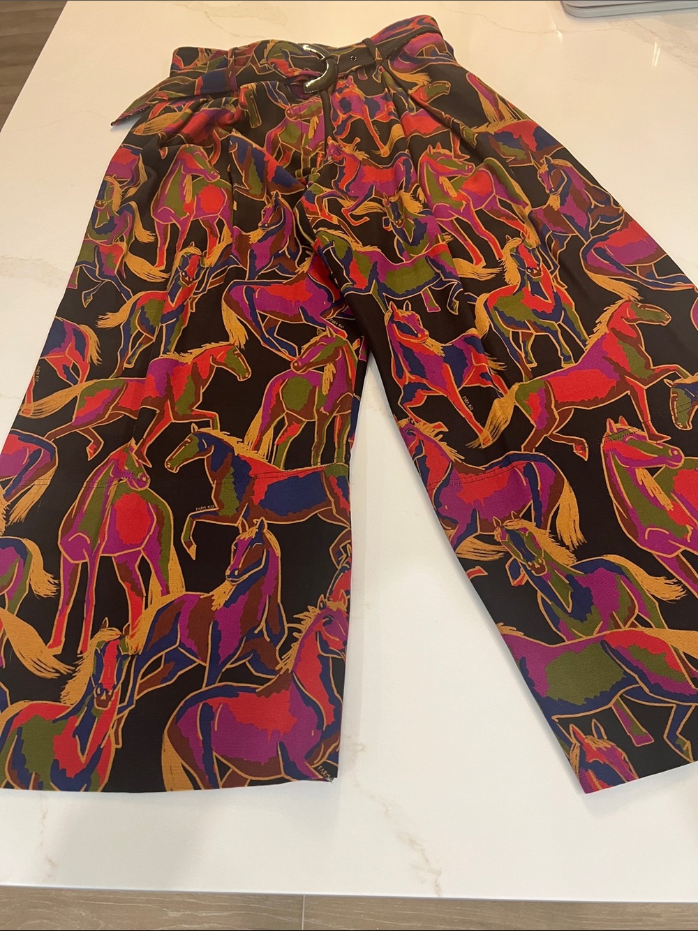 Farm Rio Black Wild Horses Wide Leg Pants size Large - Picture 3 of 16